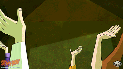 Scooby Doo and the gang high five (gif)