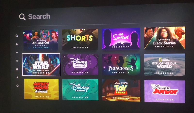 Disney+'s curated collections are presented well, even though they're not yet findable through the search function.