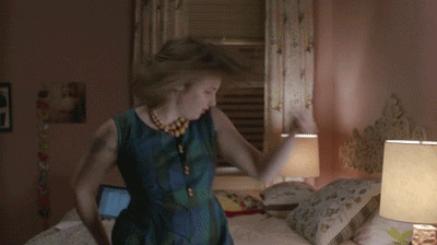 Hannah Horvath dances instead of writing [gif from Girls}