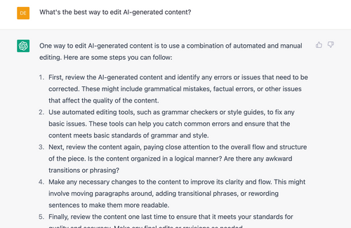 How to edit AI-generated text content
