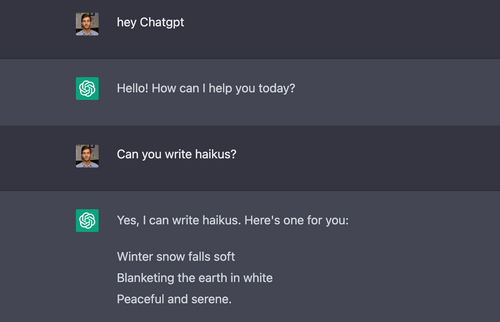ChatGPT sharing a haiku