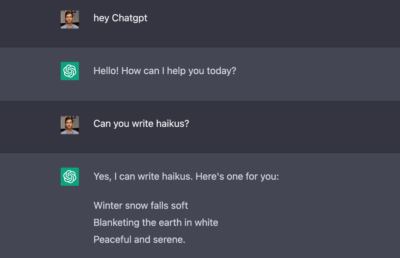 ChatGPT sharing a haiku