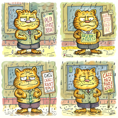 "Garfield in the style of Roz Chast," generated in Midjourney with a prompt by Sam Thielman.